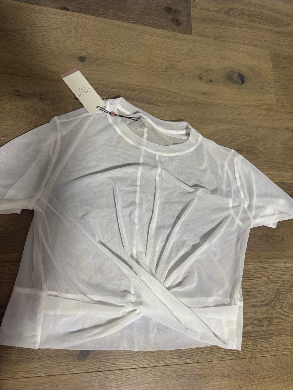 Sheer Twist-Front White Crop Top